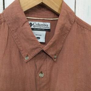 COLUMBIA コロンビア コットン半袖シャツ チェックシャツ アウトドアカジュアル 茶系 メンズL 良品綺麗の画像3