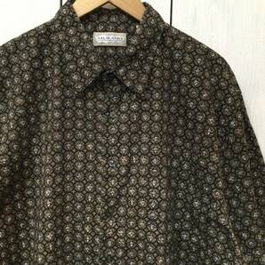 MURANO 美品 総柄 コットン半袖シャツ 柄シャツ メンズXL 大きめ 黒×茶系 良品綺麗の画像2