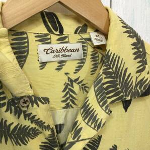 CARIBBEAN シルクシャツ アロハシャツ ハワイアン シルク半袖開襟シャツ メンズM 良品綺麗の画像3