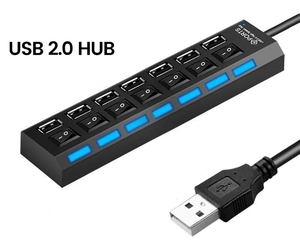 USB 2.0ハブマルチ USB 7ポート 電源アダプタースイッチ 30cmケーブル スイッチ付き