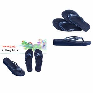 ■新品未使用■ havaianas ハワイアナス 厚底 ビーチサンダル トングサンダル 36 23.5 ネイビー スリムストラップ