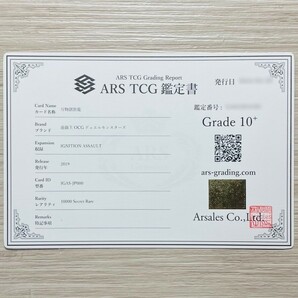 【ARS鑑定 10+】万物創世龍 10000 シークレットレア IGAS-JP000 10000SE 遊戯王 鑑定書付き PSA BGS ARS ARS10＋ 鑑定品 IGNITION ASSAULTの画像3