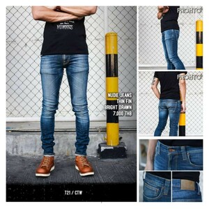 【正規品】Nudie Jeans ヌーディージーンズTHIN FINN/ Bright DawnスキニーデニムパンツW33　チュニジア製