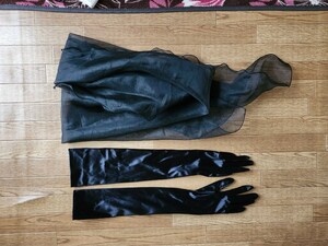 ブラックロンググローブ ブラックショール 手袋 50㎝ ウエディング 黒