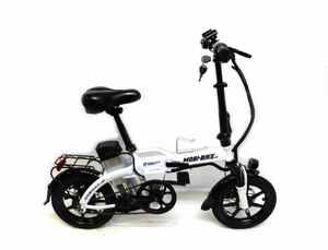 1円～MOBI-BIKE ディスク式 軽快MTB 新しいリチウムバッテリー 48V 10Ah 14インチ 白色 MOBILITY 折り畳み電動自転車 動作確認済 3183