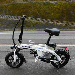 1円～MOBILITY ディスク式 軽快MTB 新しいリチウムバッテリー 48V 10Ah 14インチ MOBI-BIKE 白色 折り畳み電動自転車 動作確認済 3232の画像2