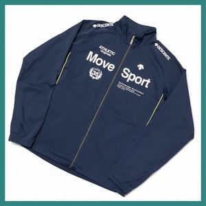 596◆DESCENTE Move sport デサント ムーブスポーツ◆ビッグロゴプリント ドライトランスファー トレーニング ジャケット ネイビー O