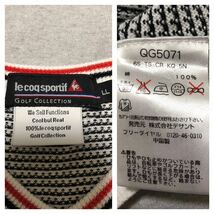 170◆le coq sportif GOLF ルコックゴルフ◆ロゴ刺繍 コットン ニット ベスト ホワイト×ブラック×レッド LL_画像7