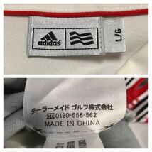 553◆adidas GOLF アディダスゴルフ◆ロゴプリント エンブレム 3ナンバリングワッペン ボーダー柄 ゴルフ 長袖 ポロシャツ L_画像8