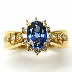 ソ付き!!◆K18 天然ダイヤモンド/天然サファイアリング◆M 約4.7g 12号 0.25ct sapphire diamond ジュエリーring指輪 ED6/ED6