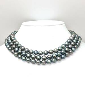 ◆アコヤ本真珠ロングネックレス/ 3 ◆M 約98.9g 約127.5cm 7.5-8.0mm珠 pearl パール jewelry necklace ジュエリー DA0/DH0