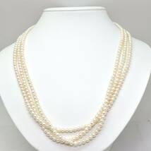 ◆本真珠3連ネックレス/ 36 ◆M 約48.5g 約56.5cm 4.0-4.5mm珠 pearl パール jewelry necklace ジュエリー EA5/EA8_画像2