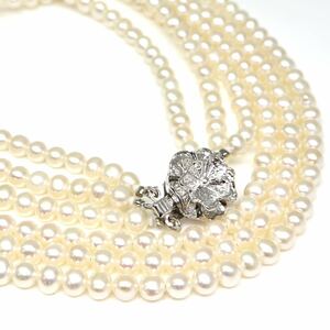 ◆本真珠3連ネックレス/ 36 ◆M 約48.5g 約56.5cm 4.0-4.5mm珠 pearl パール jewelry necklace ジュエリー EA5/EA8