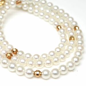 ◆K18 アコヤ本真珠ネックレス/ 41 ◆M 約9.0g 約42.0cm 3.5-4.0mm珠 pearl パール jewelry necklace ジュエリー DF1/Ea0