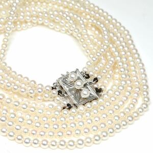 高品質!!◆アコヤ本真珠5連ネックレス/ 37 ◆M 約34.9g 約44.0cm 3.0-3.5mm珠 pearl パール jewelry necklace ジュエリー DA0/DA0