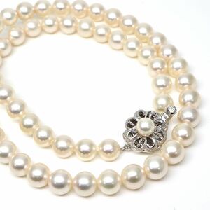 ◆アコヤ本真珠ネックレス/ 3 ◆M 約33.5g 約42.5cm 7.0-7.5mm珠 pearl パール jewelry necklace ジュエリー DE0/EA0