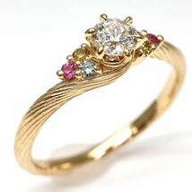 K.uno(ケイウノ)Disney◆K18 天然ダイヤモンド/カラーダイヤモンド/ルビーリング◆M 約2.9g 12号 diamond ring 指輪 ラプンツェルEE1/ZZ_画像1