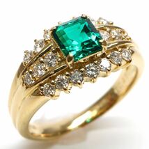 CrescentVert(クレサンベール)◆K18 エメラルド/ 天然ダイヤモンドリング◆M 約5.1g 11号 emerald diamond ジュエリー ring 指輪 ED9/EE0_画像1