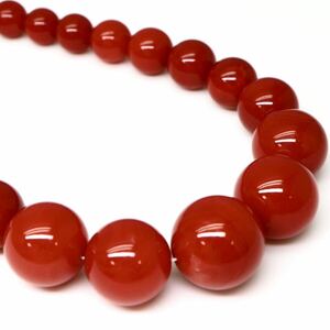 豪華!!◆K14 天然赤珊瑚ネックレス◆A 約40.4g 約51.0cm 3.8-13.1mm珠 コーラル coral jewelry necklace ジュエリー EA5/EE0