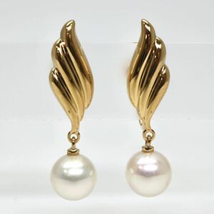 MIKIMOTO(ミキモト)◆K18 アコヤ本真珠 イヤリング◆A◎ 約3.6g パール pearl ジュエリー necklace jewelry EB9/EB9