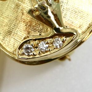 美品!!◆K18 天然ダイヤモンドブローチ◆A 約7.2g diamond broach バイオリン EE8/EE8の画像4