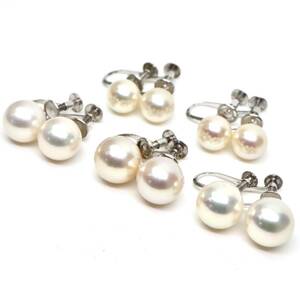 ◆K14 アコヤ本真珠 イヤリング5点おまとめ◆A 11.1g 7.0-8.5mm珠 パール pearl ジュエリー earring pierce jewelry EB5