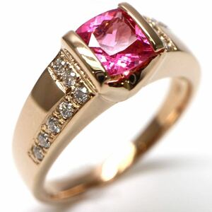 ソーティング付き!!◆K18 天然スピネル/天然ダイヤモンドリング◆A 約4.4g 11号 0.67ct 0.10ct diamond spinel ring 指輪 EC4/EC4