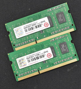 4GB (2GB 2枚組) PC3-10600S DDR3-1333 S.O.DIMM 204pin 1Rx8 ノートPC用メモリ (8chip実装) (TRANSCEND 2G 4G) (管:SA3675 x2s