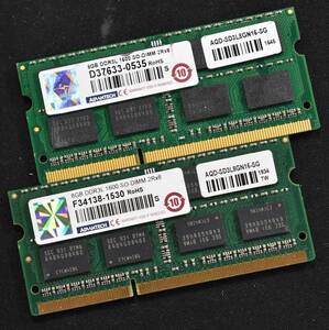 1円スタート 16GB (8GB 2枚組) PC3L-12800S DDR3-1600 S.O.DIMM 204pin 2Rx8 1.35V/1.5V 低電圧対応 ADVANTEC SEC 16G 8G (管:SB0147-3(5E