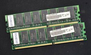 512MB 2枚セット (合計 1GB) PC2100U PC2100 DDR266 CL2.5 184pin non-ECC Unbuffered DIMM 両面チップ搭載 (管:SA5708