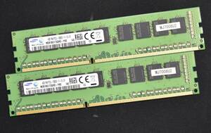 8GB (4GB 2枚組) PC3L-12800E DDR3L-1600 ECC 1.35V/1.5V 1Rx8 片面実装 240pin ECC Unbuffered DIMM Samsung (管:SA5721 x3s