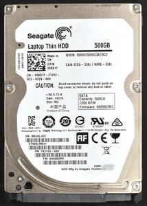 SEAGATE ST500LM021 [500GB 7,200rpm 2.5インチ 7mm SATA HDD 2015年製 使用時間 8305H (Cristal DiscInfo 正常) (T08-3