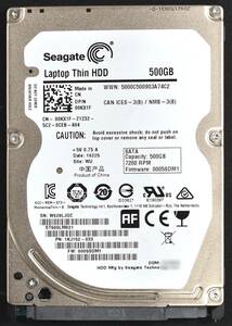 SEAGATE ST500LM021 [500GB 7,200rpm 2.5インチ 7mm SATA HDD 2018年製 使用時間 5405H (Cristal DiscInfo 正常) (T08-4