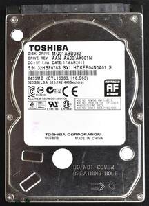 東芝 MQ01ABD032 [320GB 5,400rpm 2.5インチ 9.5mm SATA 内蔵 HDD 2012年製 使用時間 1535H (Cristal DiscInfo 正常状態)(管:T07-4