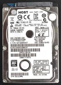 HGST HTS545032A7E680 Z5K500-320 [320GB 5,400rpm 2.5インチ 7mm SATA HDD 2014年製 使用時間 12975H (Cristal DiscInfo 正常) (T08-8