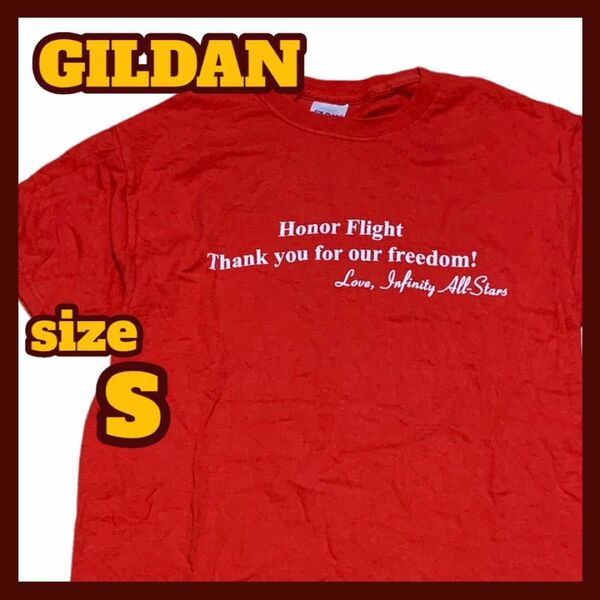 【US古着】GILDAN 半袖 プリント Tシャツ レッド Sサイズ