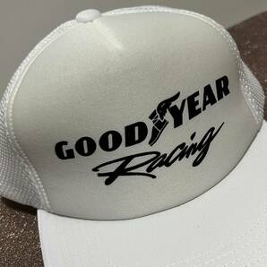 非売品 未使用 GOODYEAR Racing キャップ 帽子 フリーサイズ 白 メッシュ プリント グッドイヤー サーキット モータースポーツ レースの画像9