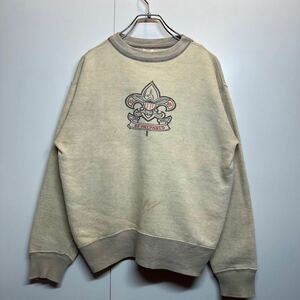 【XL】50s Vintage BSA Two Tone Print Sweat 50年代 ビンテージ ボーイスカウト 染み込み プリント スエット 2トーン リブ フェード T167