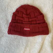 赤 Supreme Basket Weave Beanie ボックス ロゴ ビーニー ニットキャップシュプリーム ニット帽_画像1