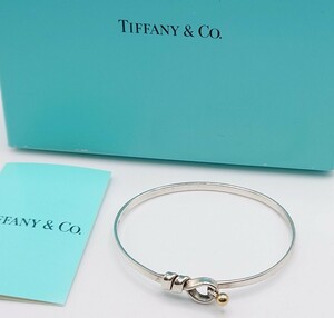 【N133-2】TIFFANY＆Co ティファニー フック＆アイ 750 925 刻印 K18 SV925 コンビ ブレスレット バングル レディース ブランド