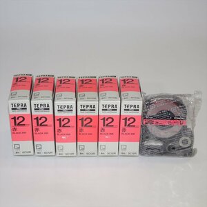 7個セット テプラPROテープカートリッジ SC12R 12mm幅 ラベル色⇒赤/文字色⇒黒 【送料無料】 NO.5053