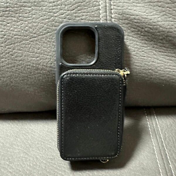 【美品】iPhone15Pro スマホケース カード収納 ブラック
