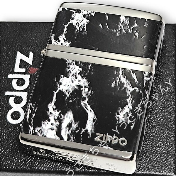 zippo☆4面大理石柄☆ワンポイントロゴ☆シルバー☆ジッポ ライター