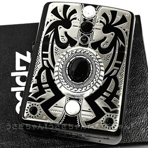 zippo☆アーマー☆両面☆ココペリ/縁起物☆天然オニキス☆ジッポ ライター