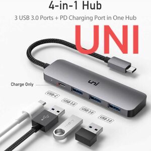 【未使用品】uni USB-C 4-in-1 Hub 3×USB 3.0+Power Delivery