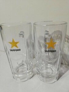  approximately 350ml! * Hokkaido * SAPPORO Sapporo beer jug beer mug unused 2 piece set glass made 