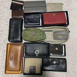 1円スタート！ ブランド財布 まとめ売り ウォレット wallet プラダ PRADA バリー BALLY BVLGARI ブルガリ トッズ ボッテガヴェネタ ポーチ