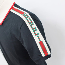 【栄】グッチ ポロシャツ 半袖 500972 ロゴ S ブラック コットン イタリア製 メンズ アパレル 男 服_画像6
