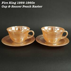 Fire King Peach Raster Cup & Saucer 2pcs Vintage fire - King cup saucer tea cup Vintage 2 piece set 1960 period 