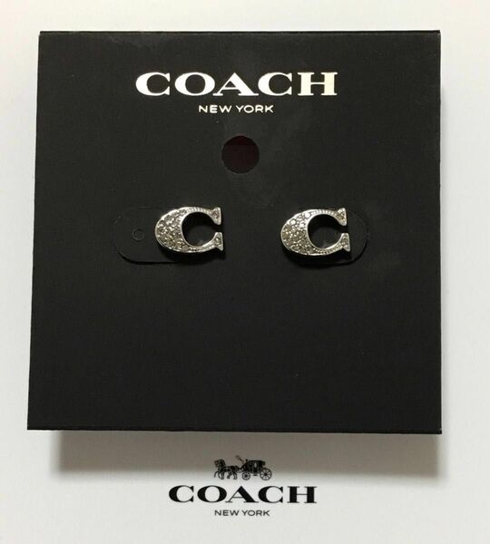 新品　COACH コーチ シグネチャー　スタッド　シルバー ピアス